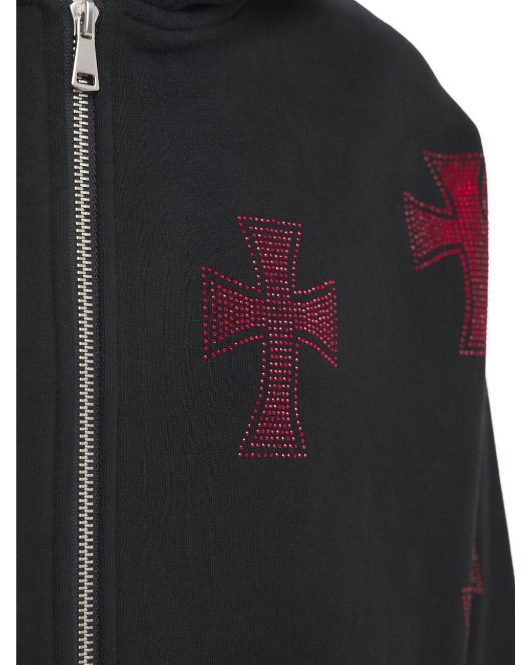 UNKNOWN Black Cross Rhinestone Zip Up