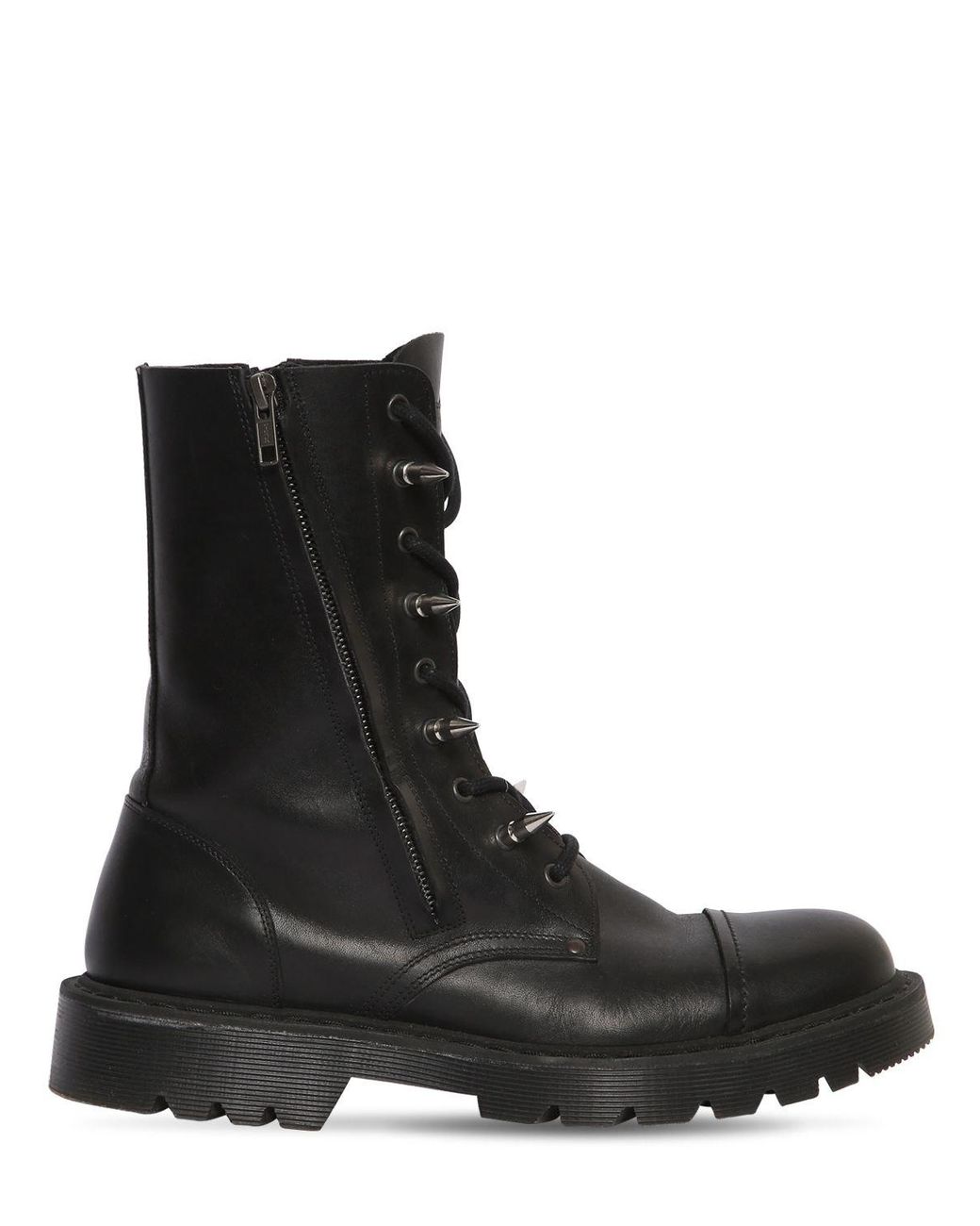 Vetements Leather Spiked Army Boots in Black for Men | Lyst UK