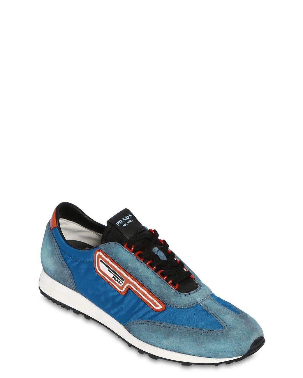 Prada Suede And Nylon Sneakers in Blue for Men | Lyst UK