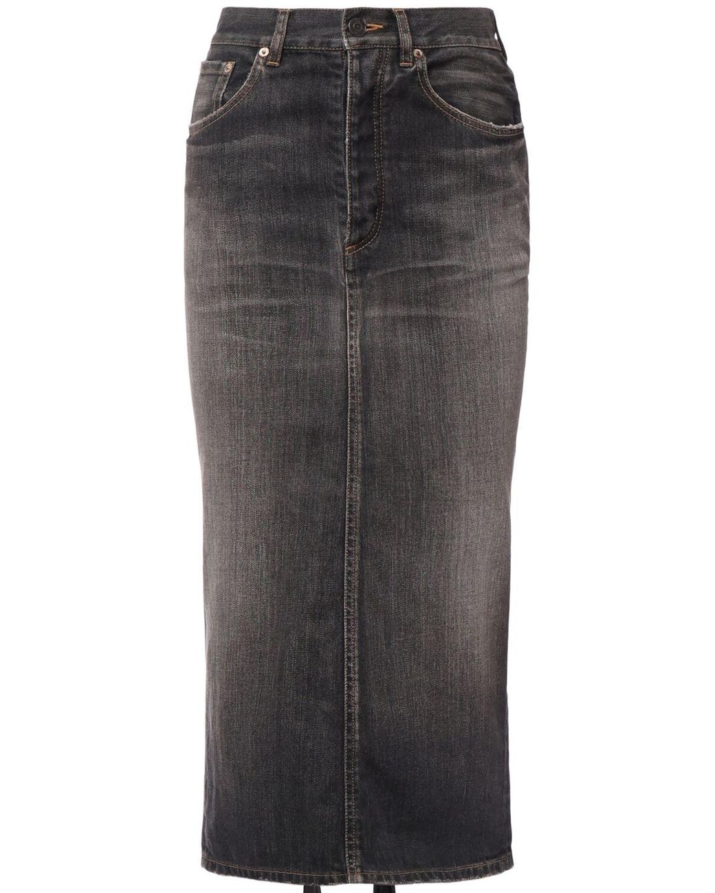 スカート BALENCIAGA 'Lace Up' denim skirt Gray Lace-up denim pencil skirt in grey - Balenciaga | Mytheresa