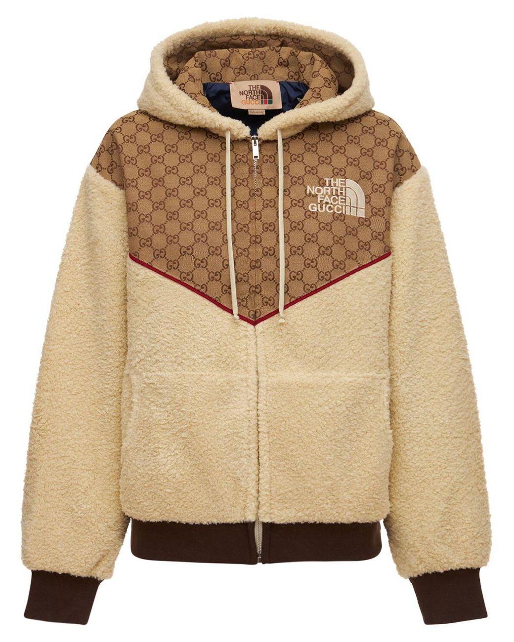 Gucci X The North Face Canvas Logo Zip Jacket in Natural | Lyst
