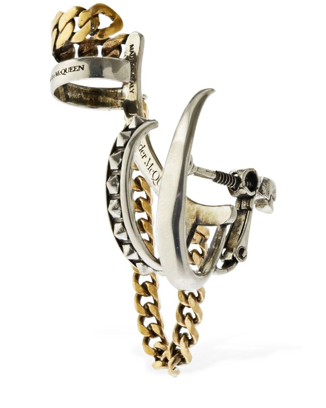 McQueen Punk Hoop & Chain Cuff For Right Ear in Metallic | Lyst