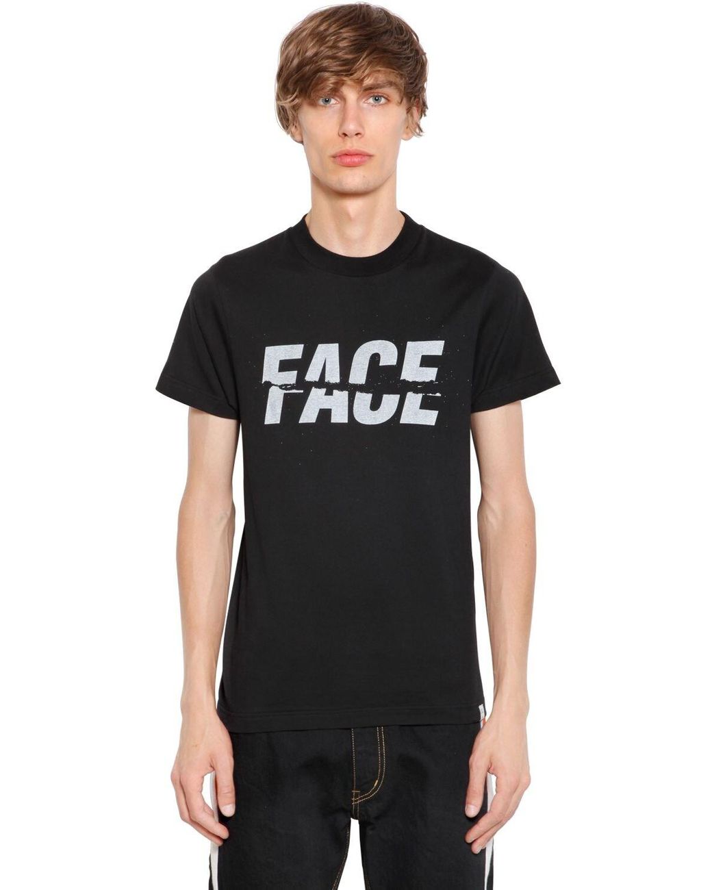 Facetasm Face Printed Cotton Jersey T-shirt in Black for Men - Lyst