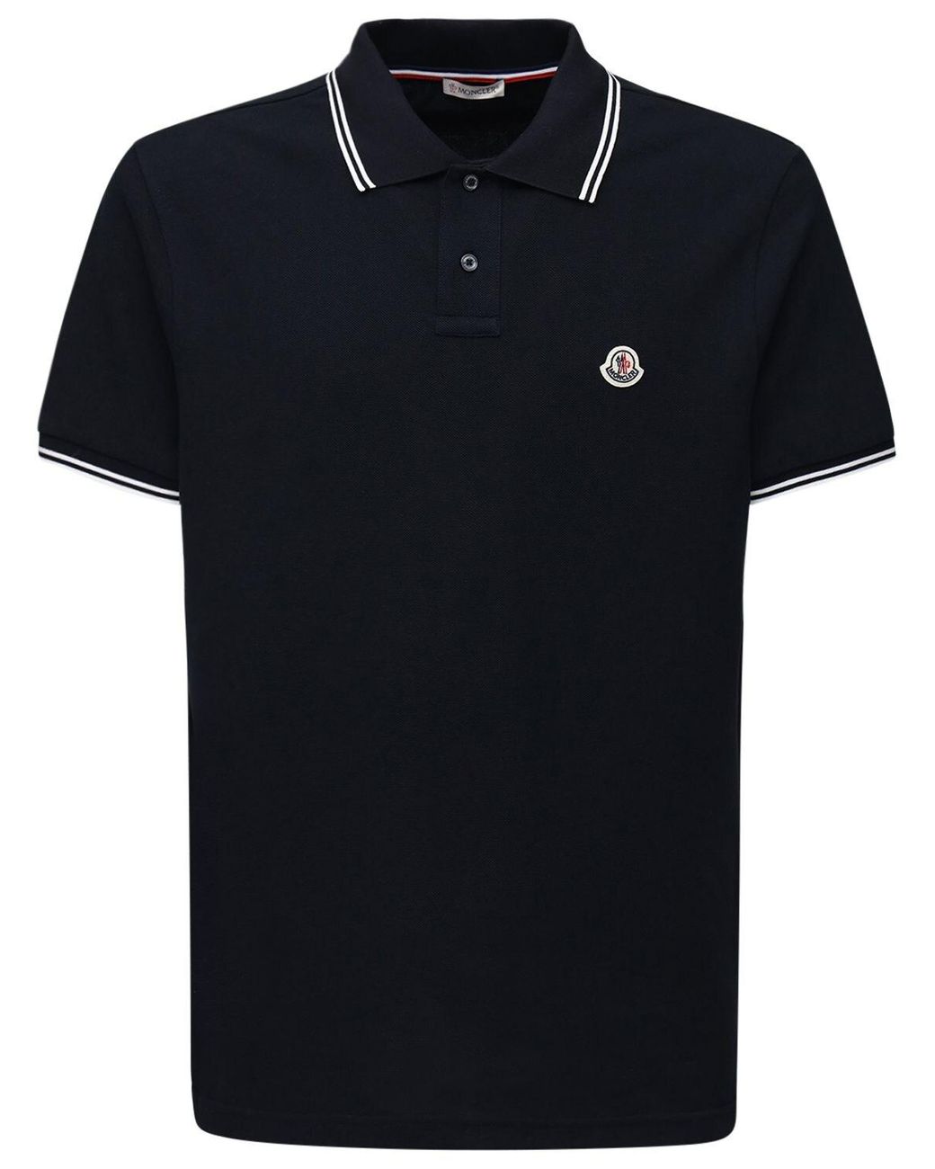 Moncler Cotton Piqué Polo in Navy (Blue) for Men - Lyst