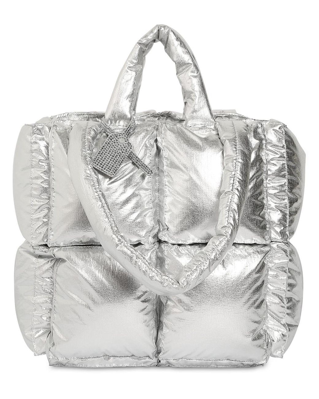 Off White c o Virgil Abloh Small Puffy Nylon Tote Bag in Metallic