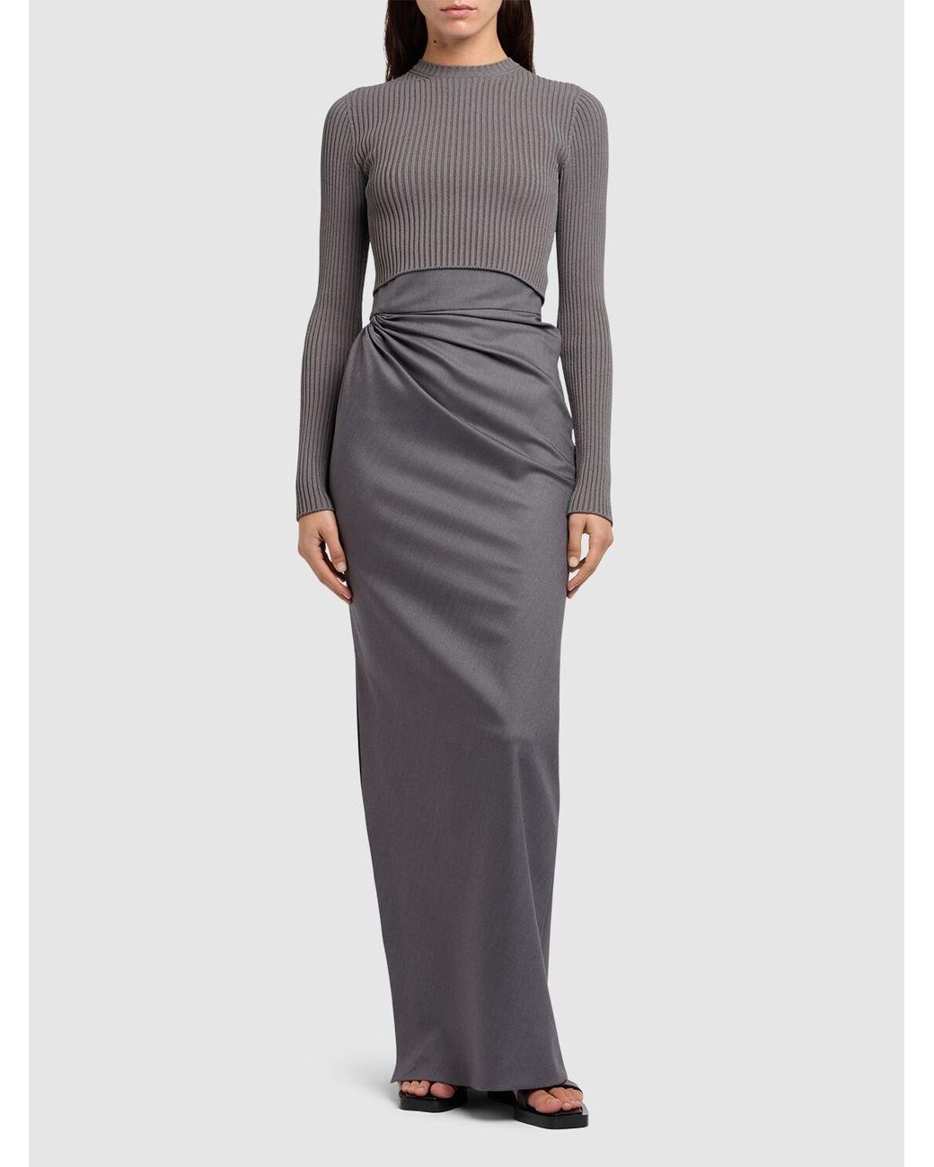 Max Mara◆NAVONA◆ウエストラップロングスカート max-mara-Grey-Navona-Wrap-