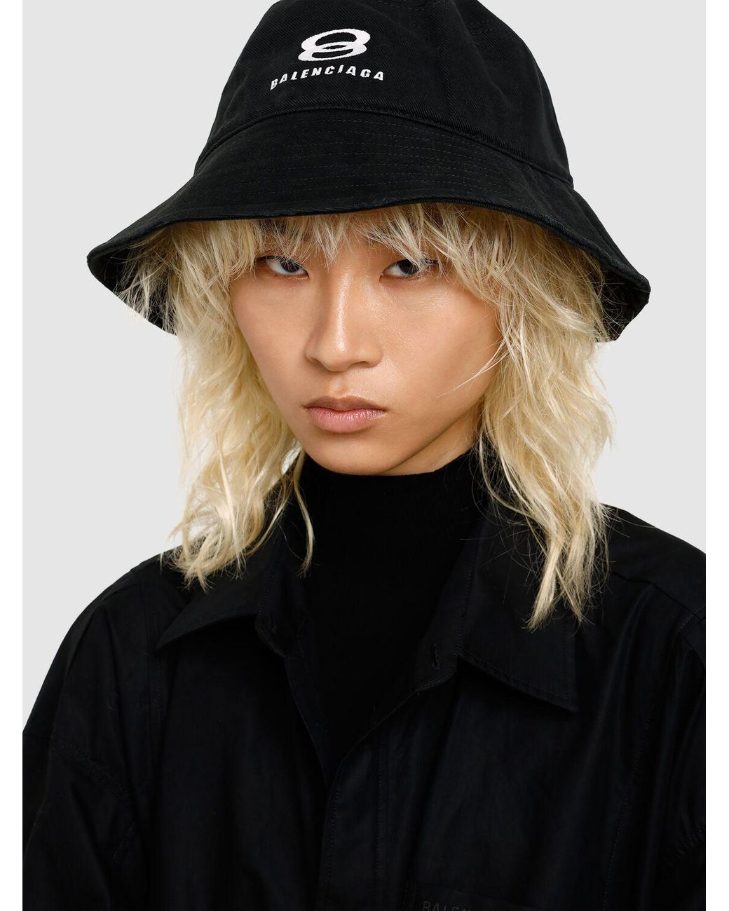 Balenciaga Cotton Drill Bucket Hat in Black Lyst Australia