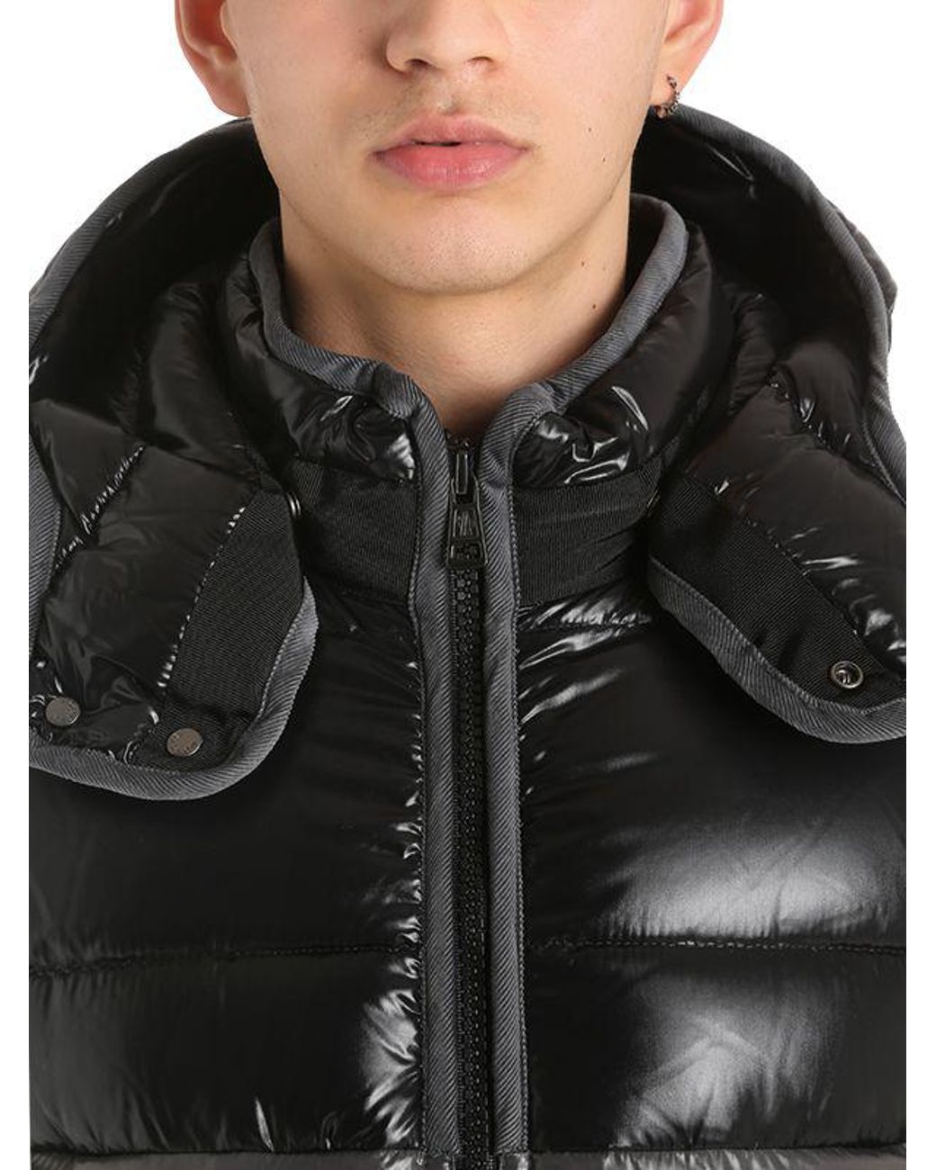 Moncler Synthetic Harry Shiny Nylon Down Jacket in Black/Dark Grey (Black)  for Men | Lyst UK