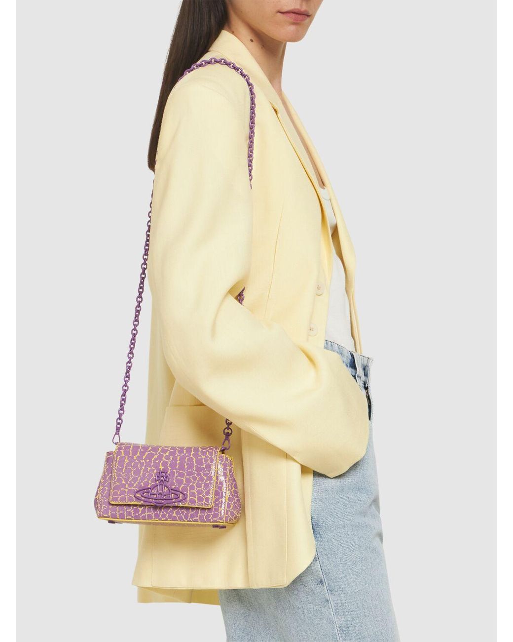 Vivienne Westwood Small Hazel Leather Shoulder Bag in Purple