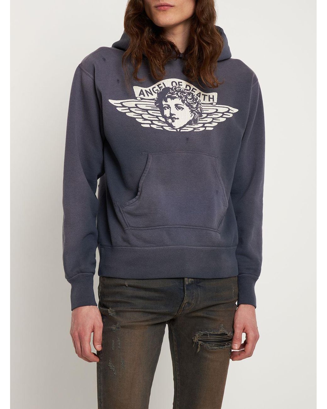 Saint Michael Angel Of Death Printed Hoodie in Gray for Men | Lyst 