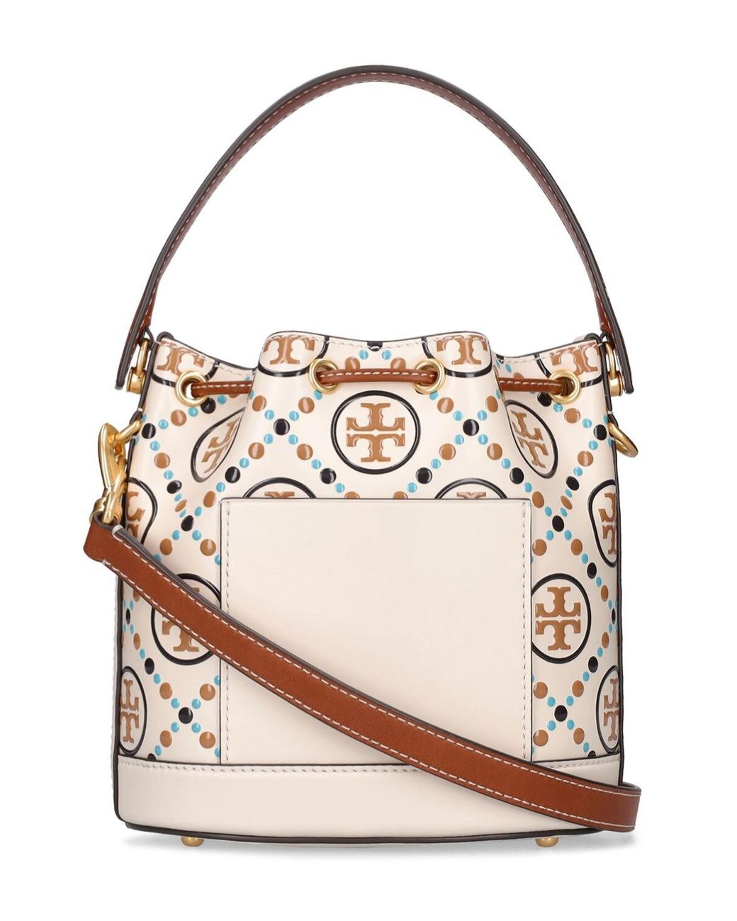 T Monogram Contrast Embossed Bucket Bag: Women's Designer