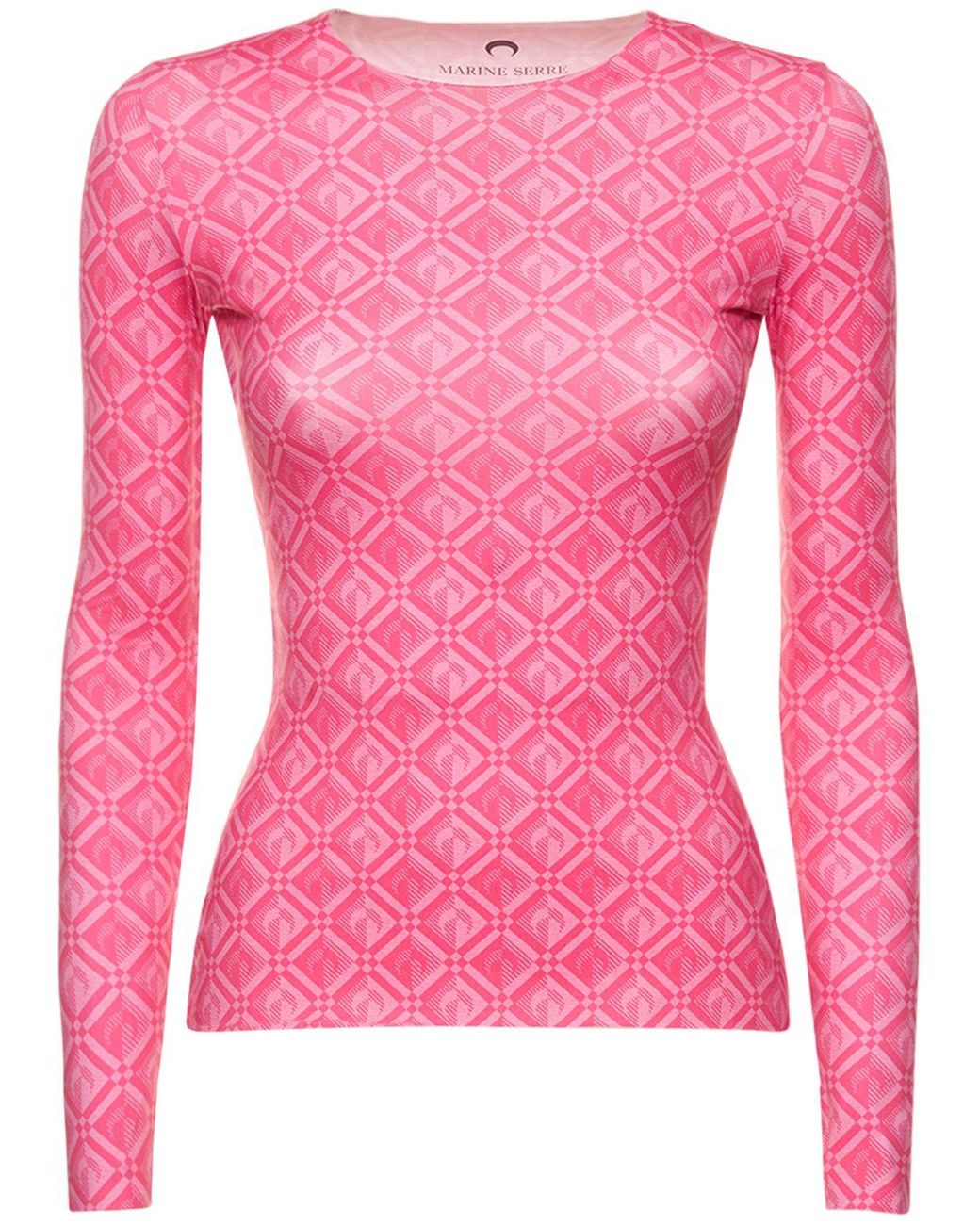 Marine Serre Moon Diamant Printed Second Skin Top in Pink | Lyst