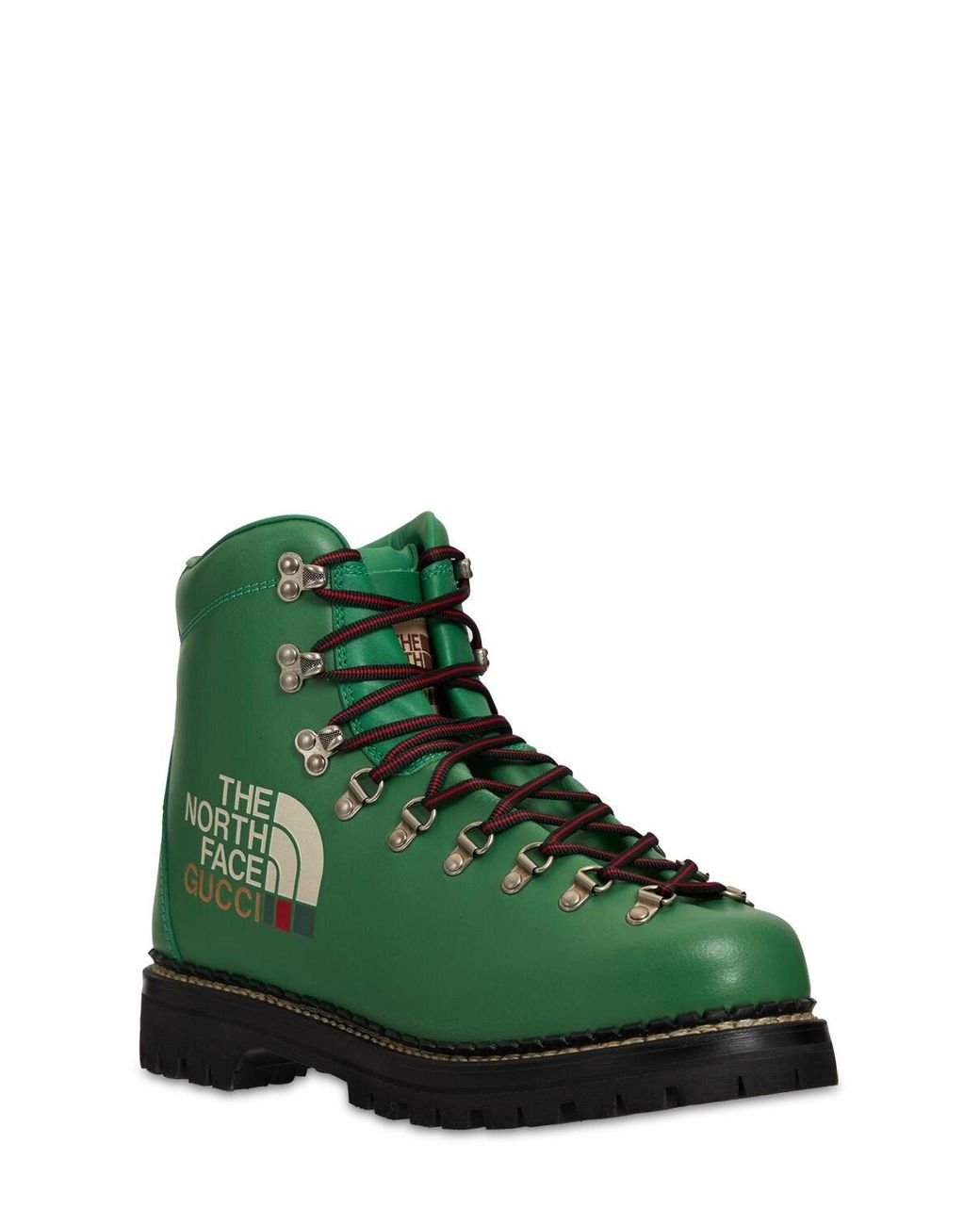 Gucci X The North Face Leather Hiking Boots in Green for Men | Lyst