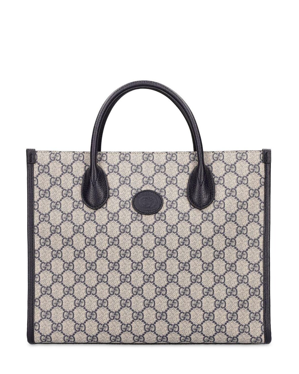 Gucci GG Supreme White Leather Beige Large Tote Bag