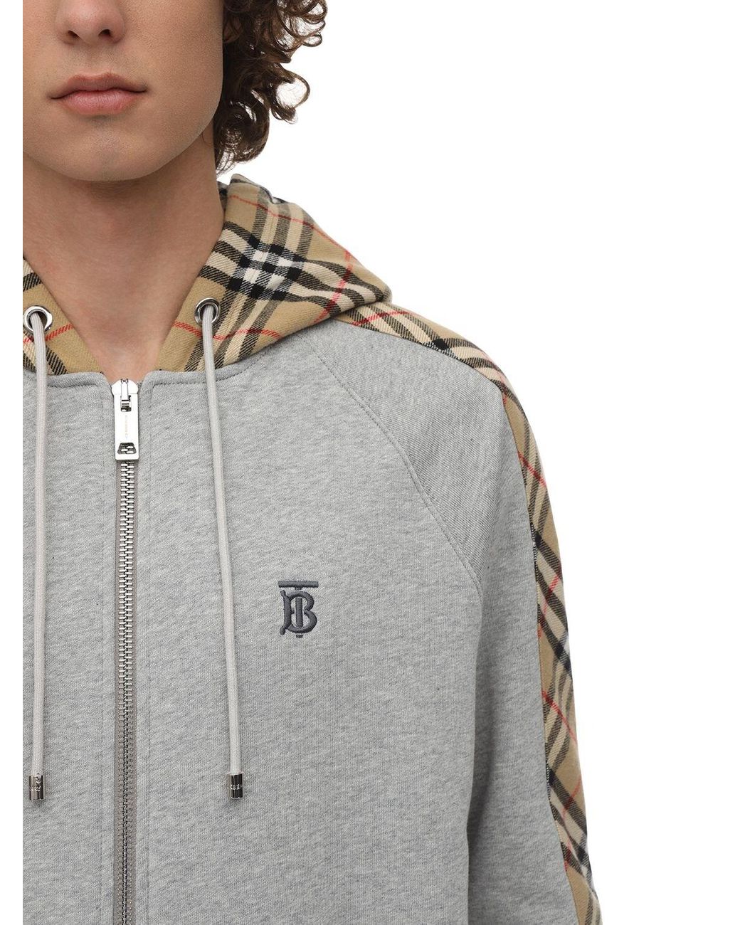 Burberry Zip-up Cotton Jersey Sweatshirt Hoodie in Grey for Men | Lyst  Canada