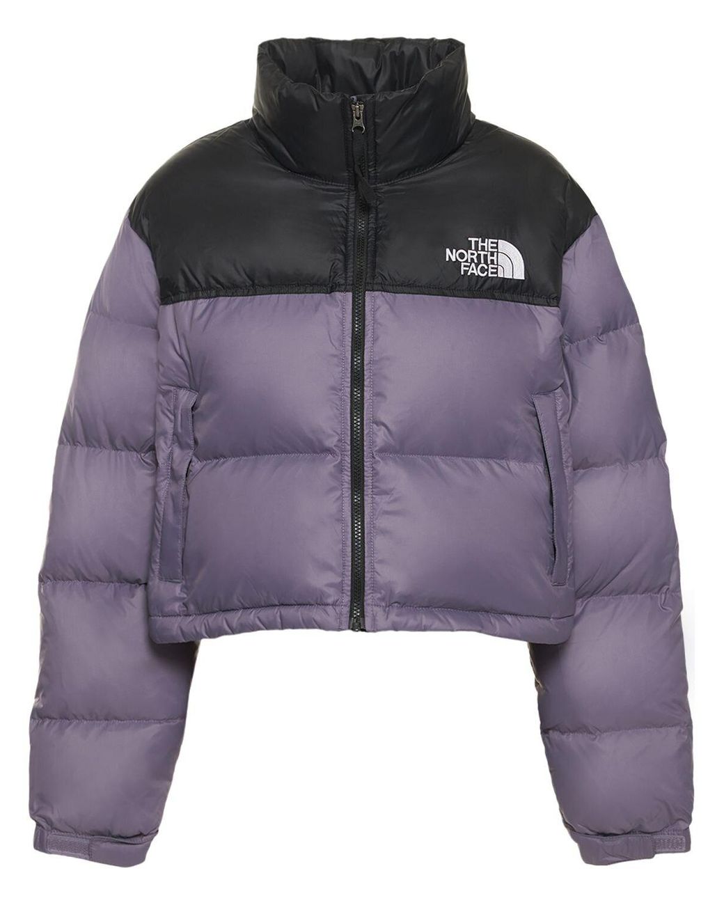 The North Face Nuptse Cropped Down Jacket in Purple | Lyst Canada