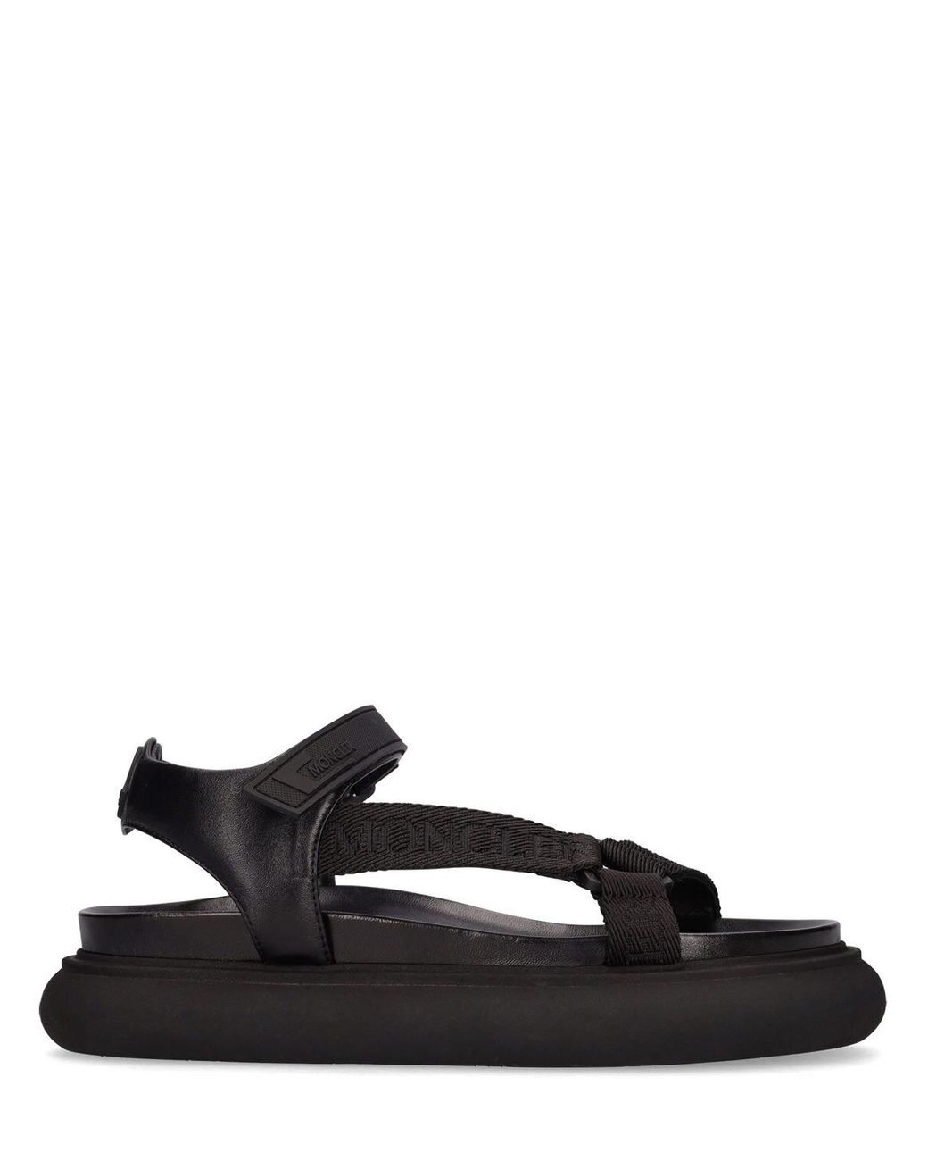 Moncler 35mm Catura Leather & Webbing Sandals in Black | Lyst UK