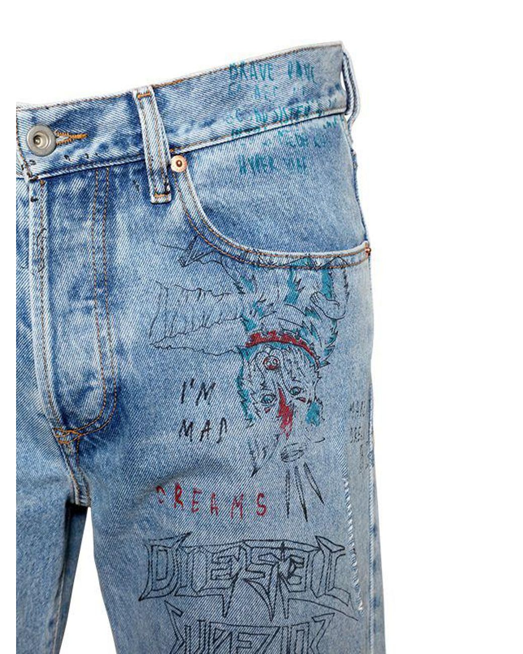 Slim Mharki Graffiti Denim Jeans 