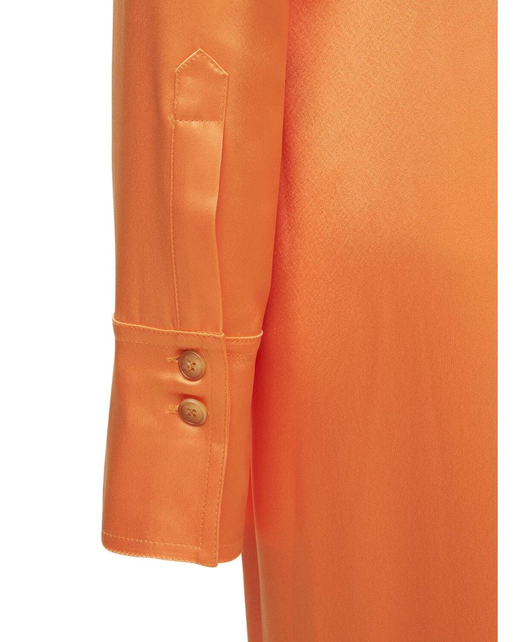 Nanushka Mamo Satin Shirt Midi Dress in Orange | Lyst