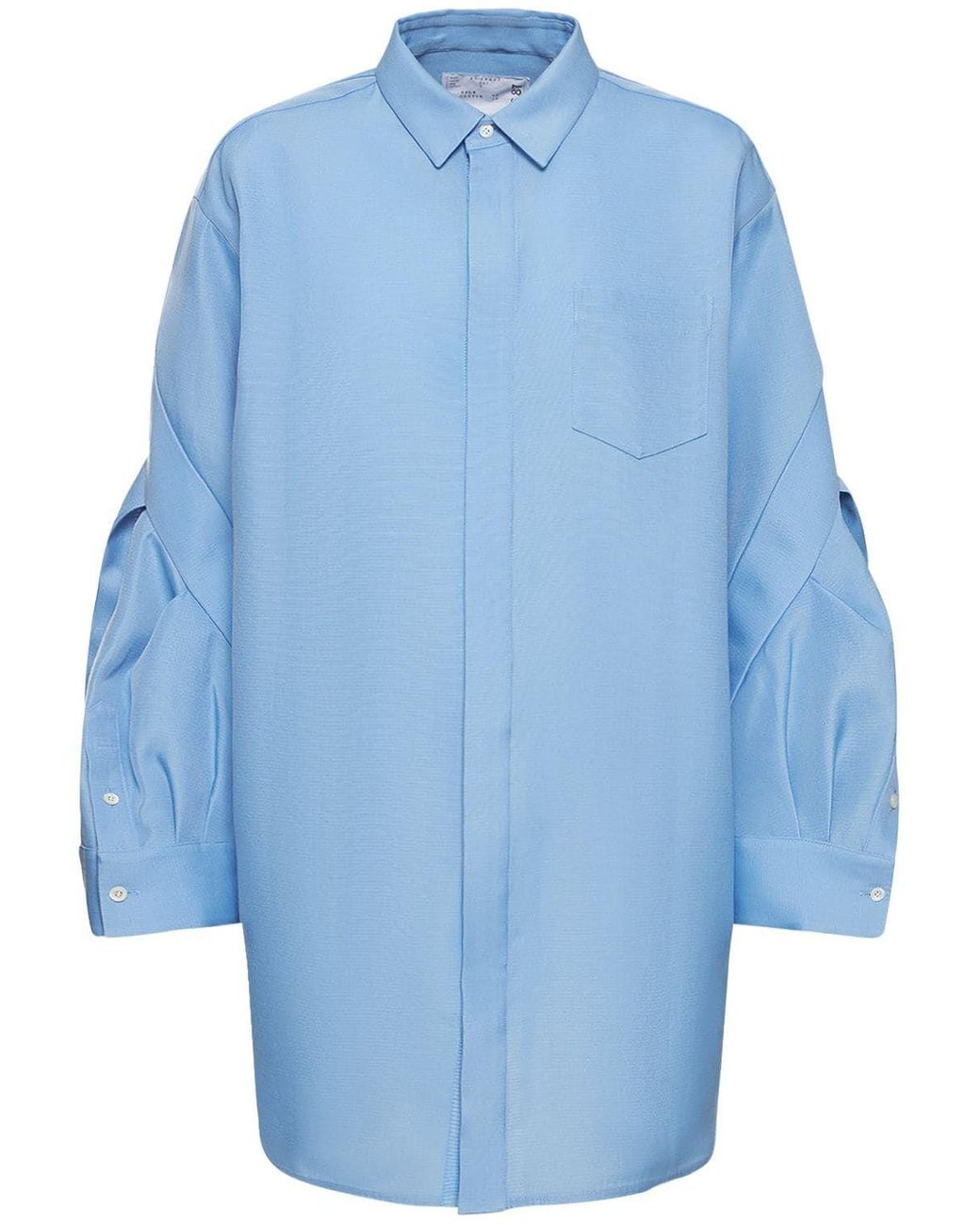 Sacai Silk & Cotton Poplin Mini Shirt Dress in Blue | Lyst