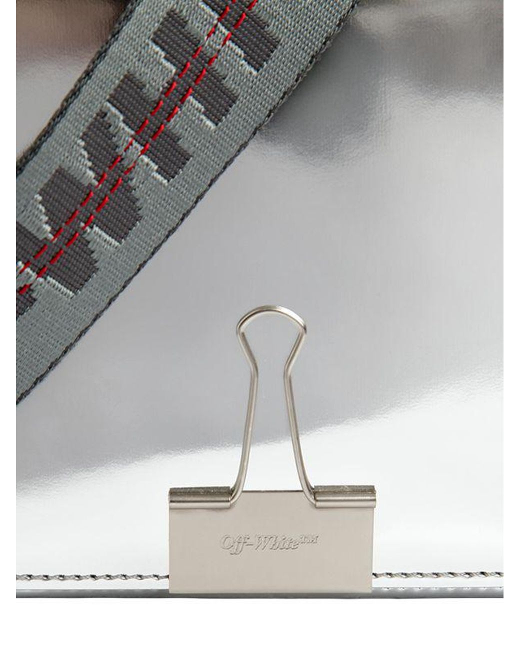 Off-White c/o Virgil Abloh Binder Clip Mirror Leather Shoulder Bag in  Metallic