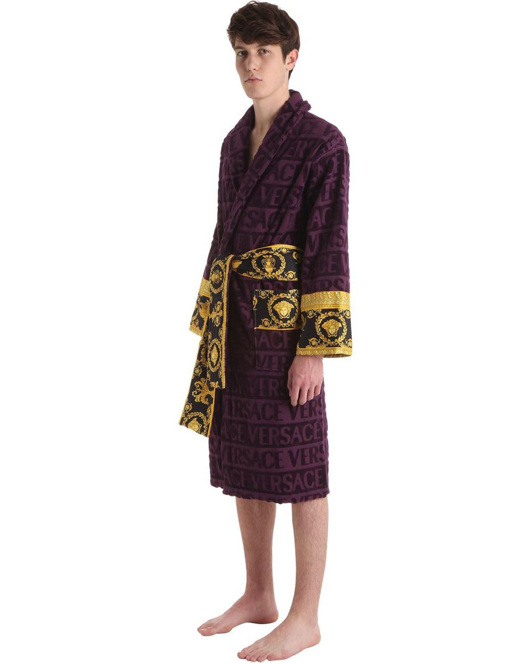 purple versace robe