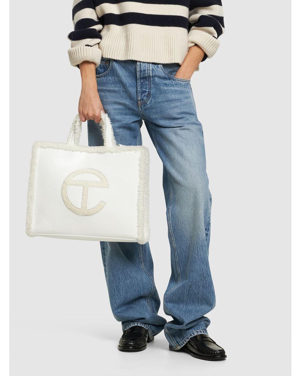 UGG X TELFAR Medium Telfar Crinkle Patent Shopper Bag in White Lyst UK