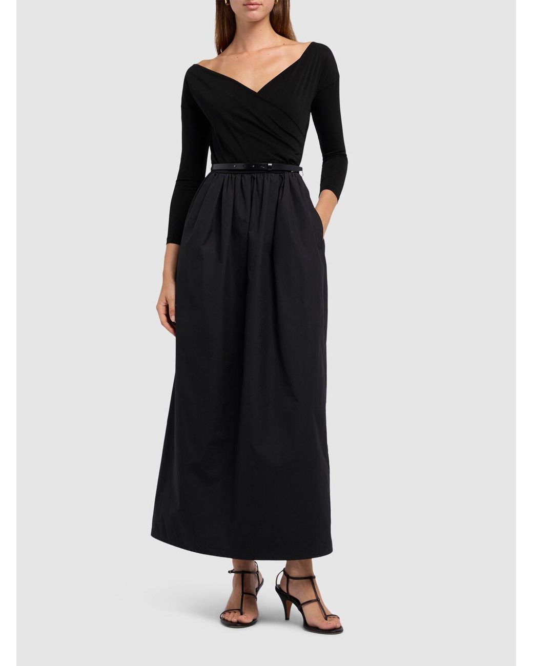 Max Mara Kaiser Stretch Jersey Long Dress in Black | Lyst UK