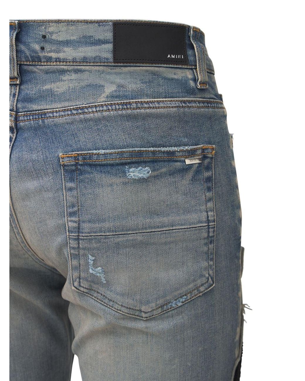 Amiri Varsity Patch Denim Jeans in Blue 