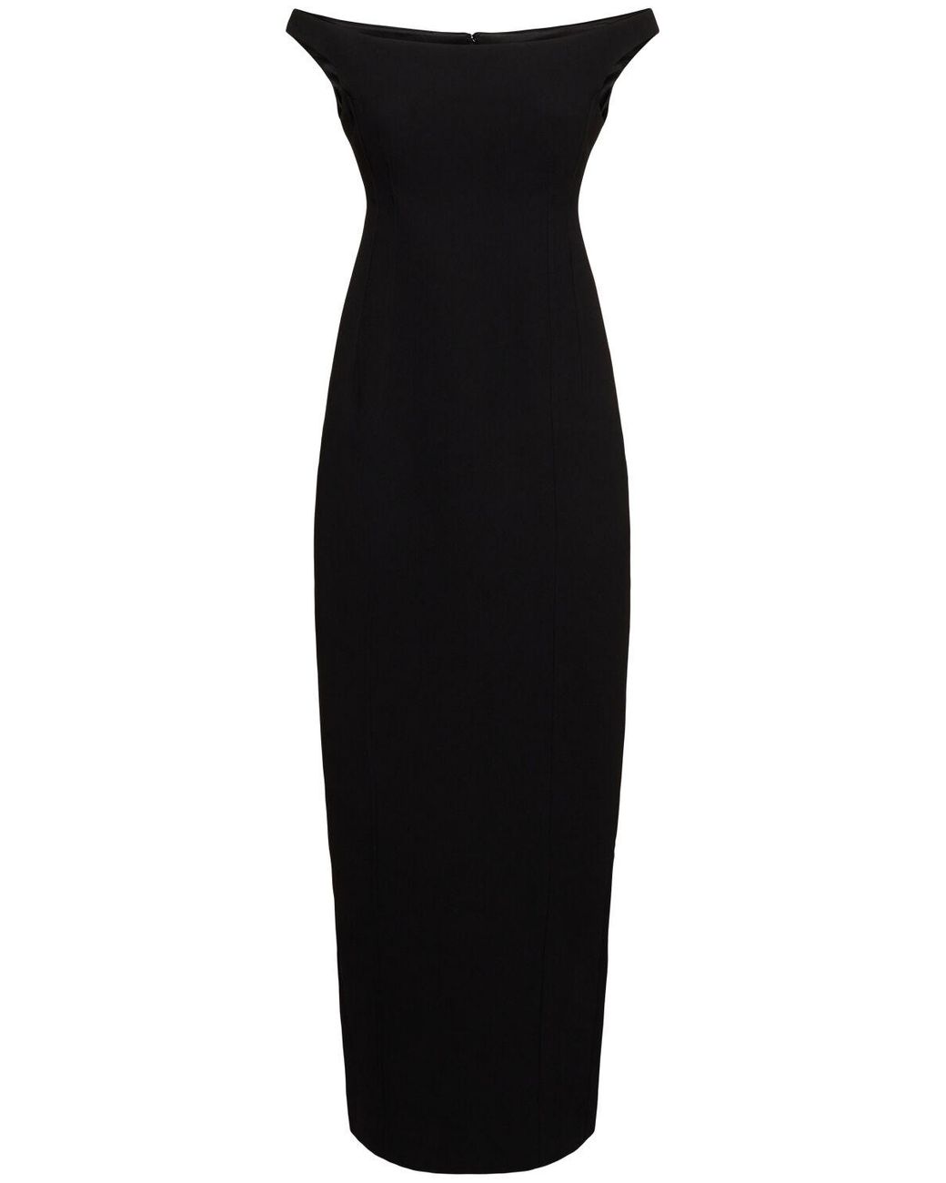Black crepe long dress online