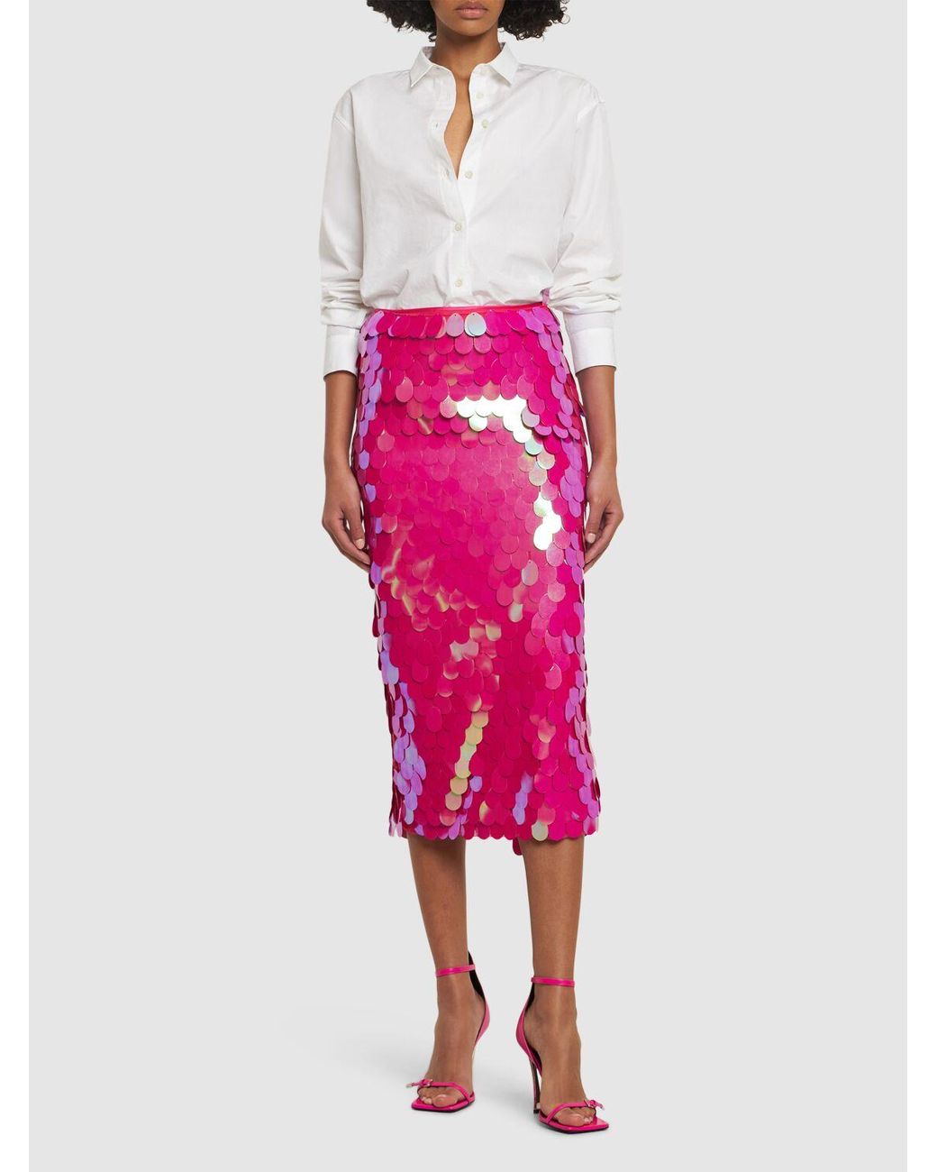 スカート ROTATE Birger Christensen Sequined midi skirt with purple pr ROTATE Birger Christensen Sequined midi skirt with purple