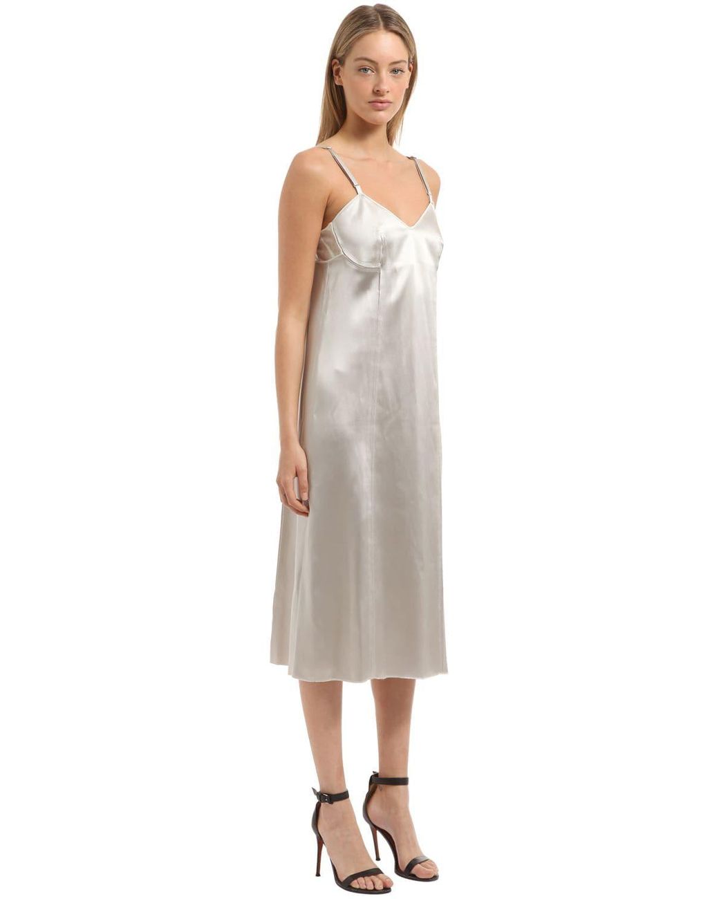 CALVIN KLEIN 205W39NYC Fluid Satin Dress in Metallic | Lyst
