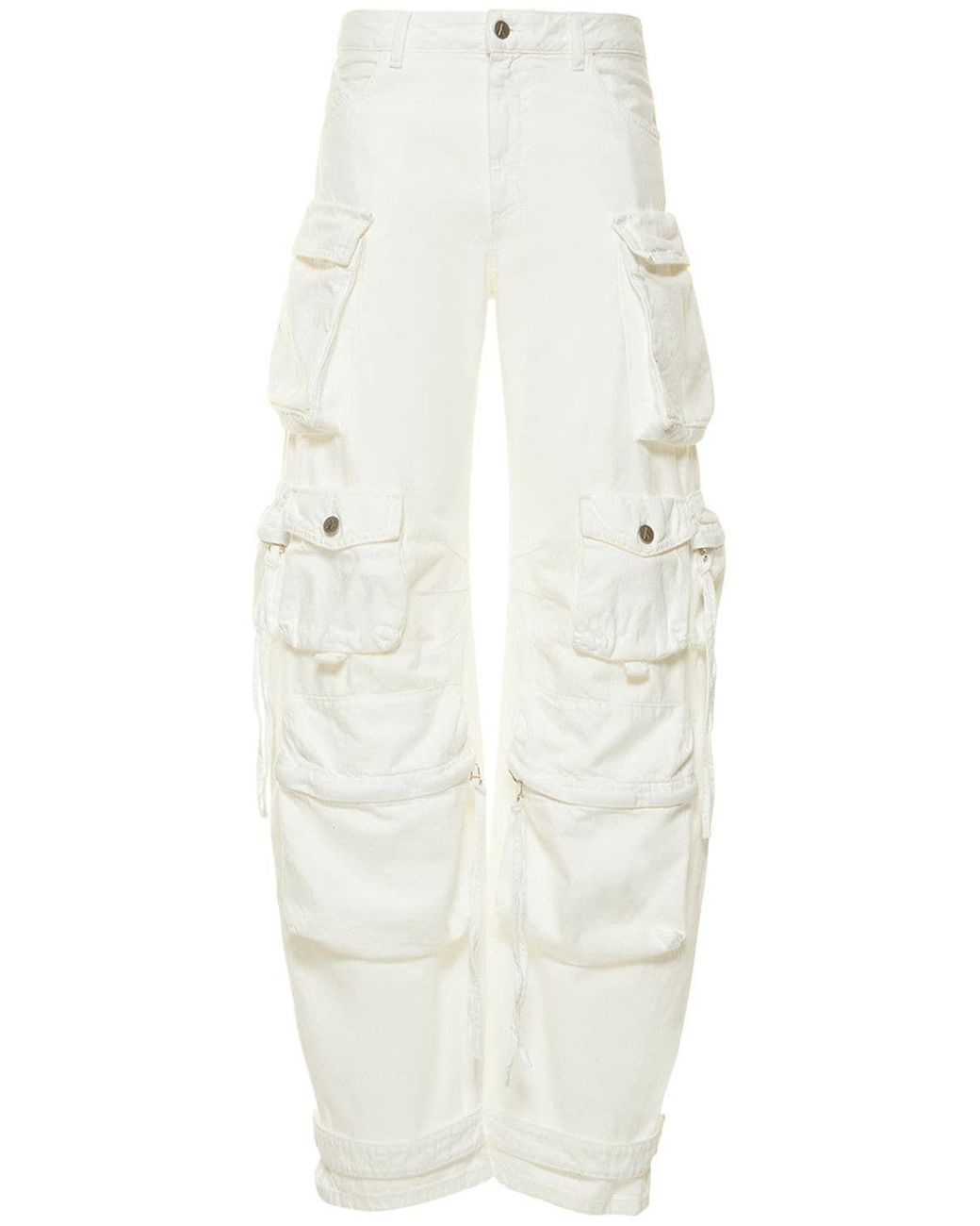 The Attico Fern Denim Cargo Jeans in White | Lyst