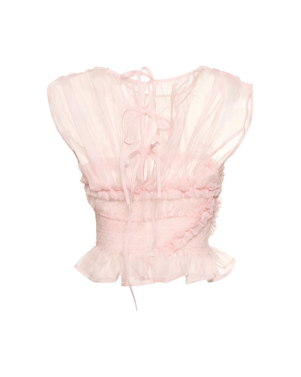 Cecilie Bahnsen Uphi Silk Organza Embroidered Top in Pink | Lyst