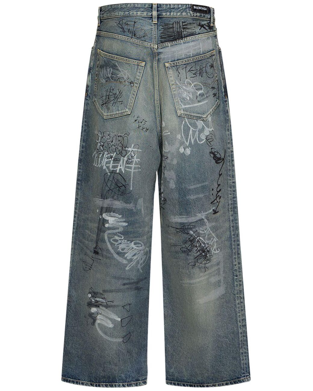 ★関税込み★ BALENCIAGA BLUE GREY COTTON JEANS Balenciaga Baggy Cotton Jeans in Blue for Men | Lyst