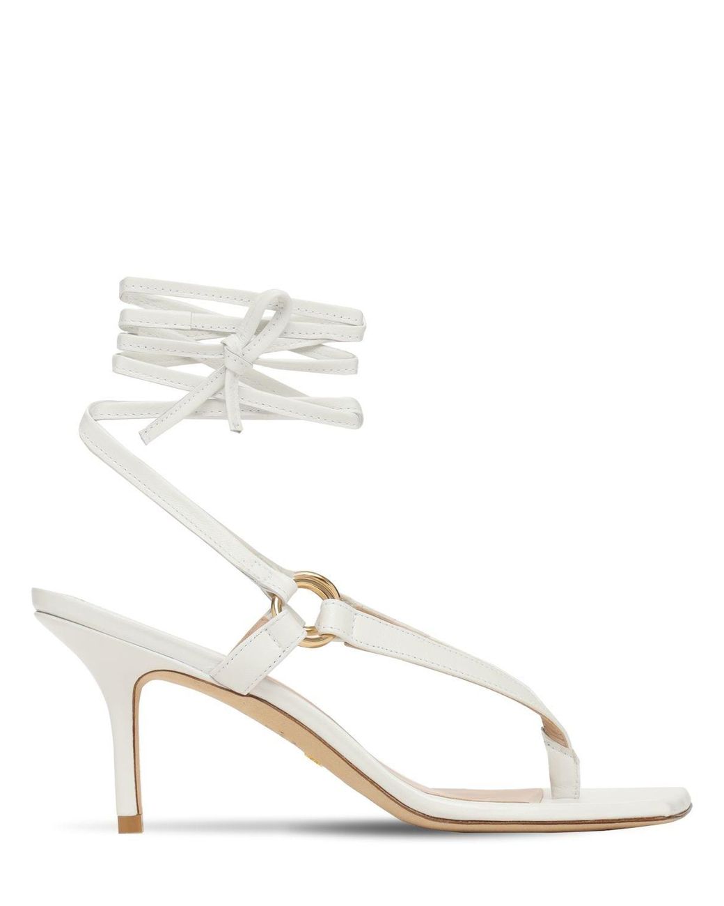 Stuart Weitzman 75mm Lalita Leather Thong Sandals in White - Lyst