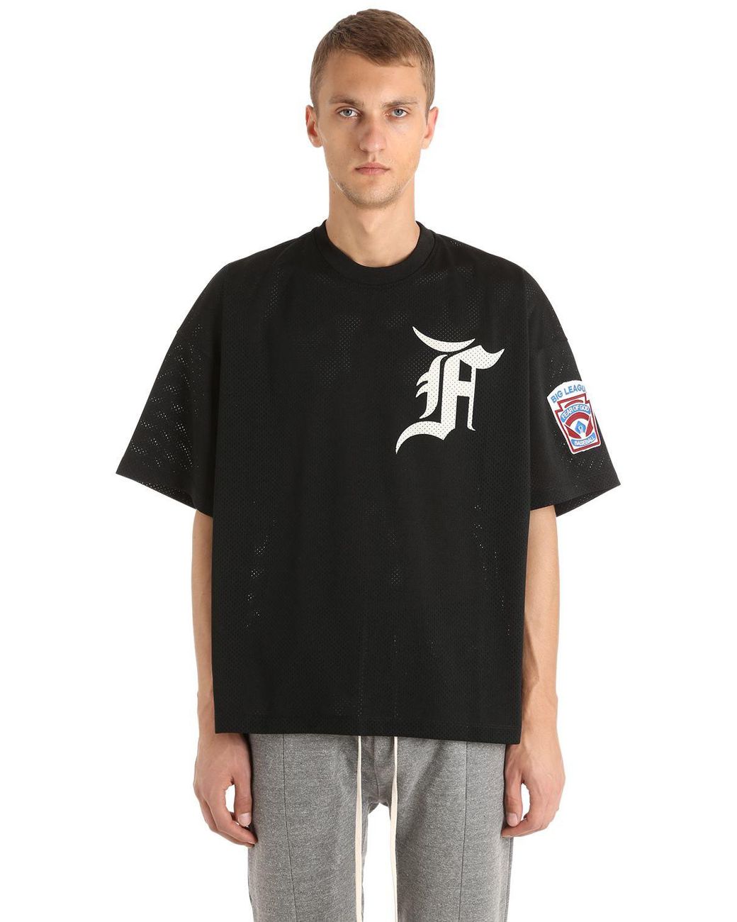Fear Of God Oversized Techno Jersey & Mesh T-shirt in Black for ...