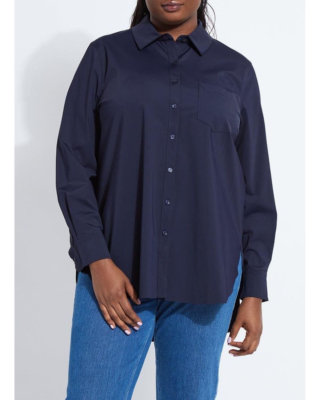 Lyssé Blue Schiffer Button Down Curvy