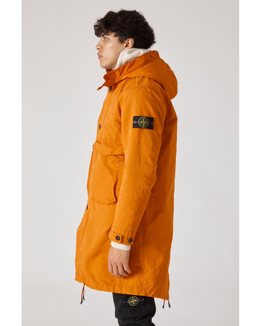 orange lined parka