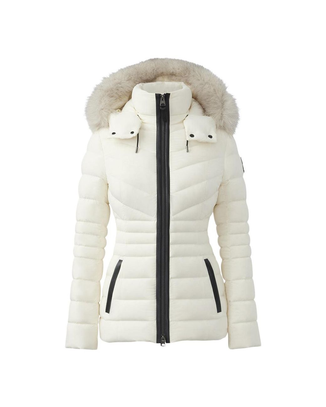 Mackage White Patsy-Bx Agile 360 Down Jacket With Fox Fur