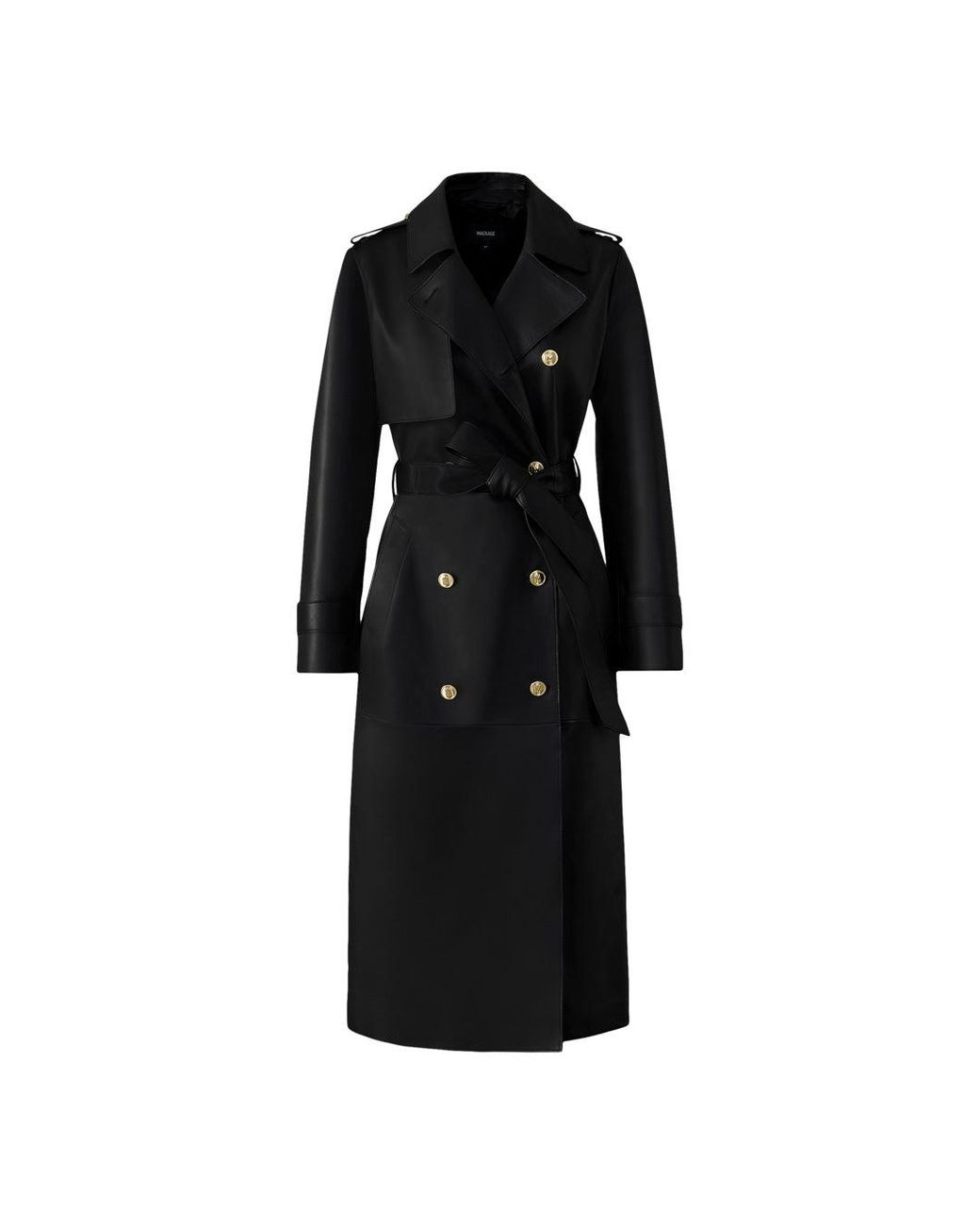 Mackage Black Gael-V Maxi Leather Trench Coat