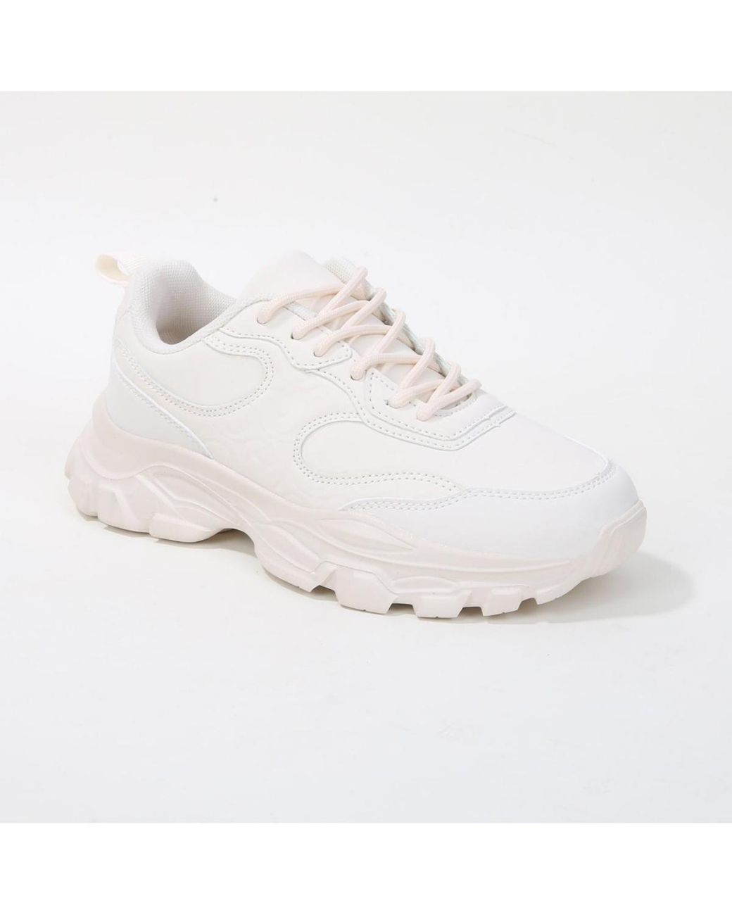 BERNESS White Lidia Mixed Material Sneakers