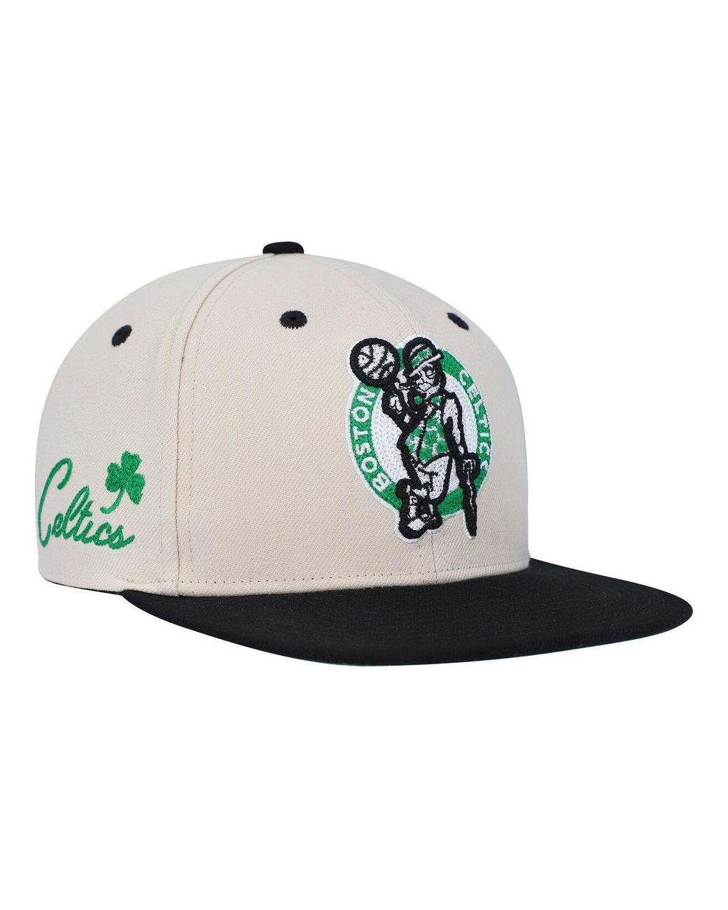 Mitchell & Ness Cream, Black Boston Celtics Hardwood Classics 2tone Chainstitch Snapback Hat