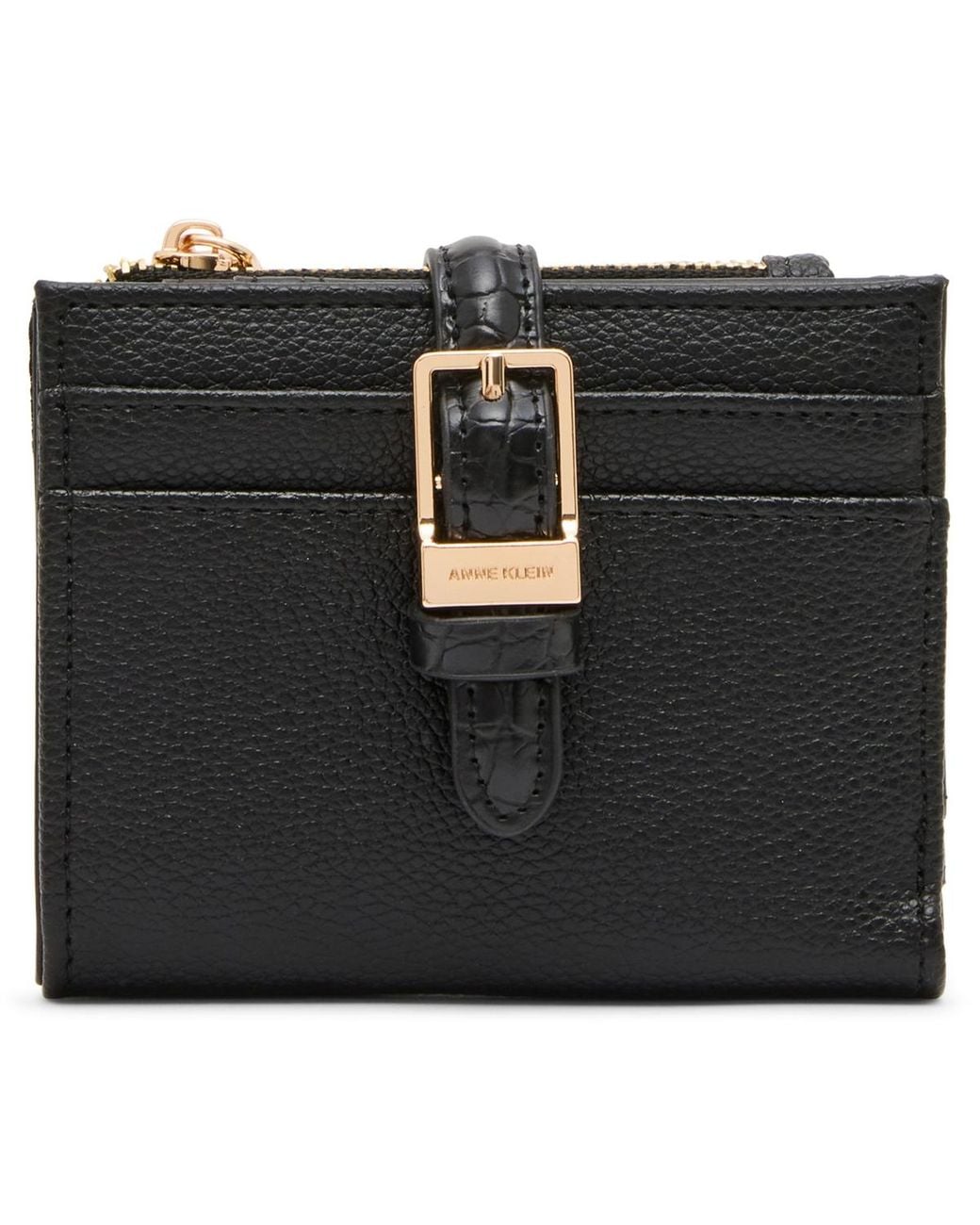 Anne Klein Black Buckle Designed Bifold Wallet