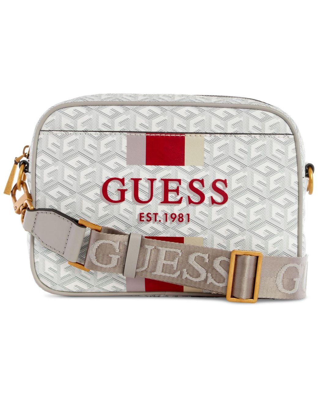 Guess Vikky Gcube Monogram Small Crossbody Camera Bag in White Lyst