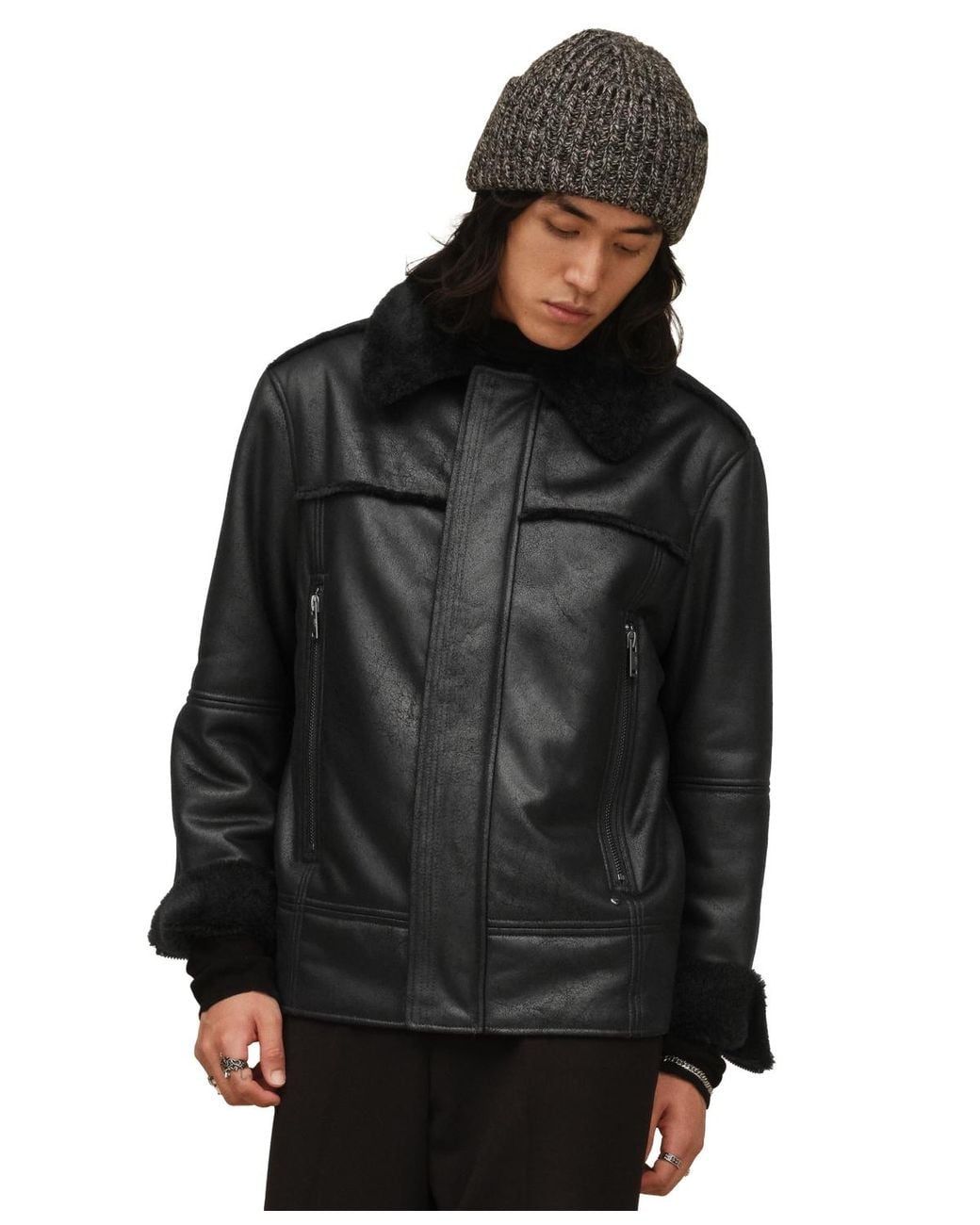 Ugg Black Thayden Luxefluff Fleece Lined Jacket for men