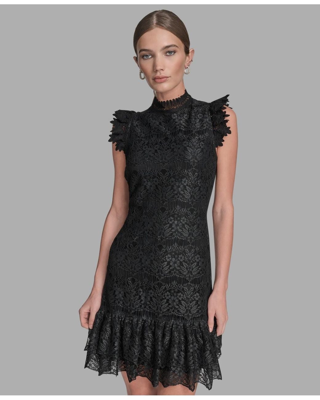 chinese dress ladies Lace & Jersey Gown Black / 4 main image 1
