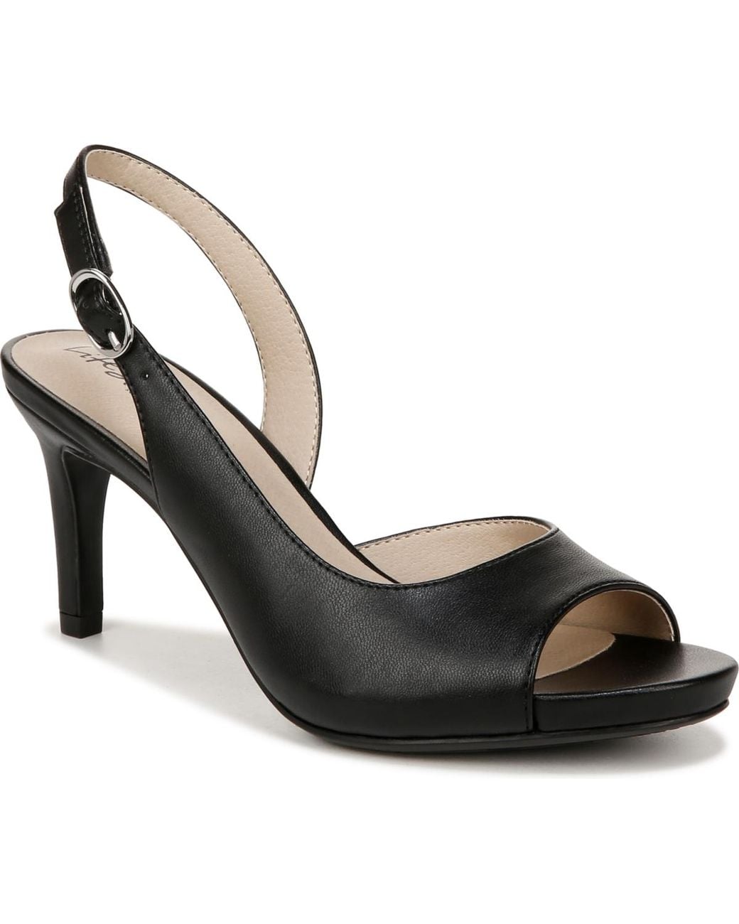 LifeStride Black Teller 2 Slingback Peep Toe Pumps