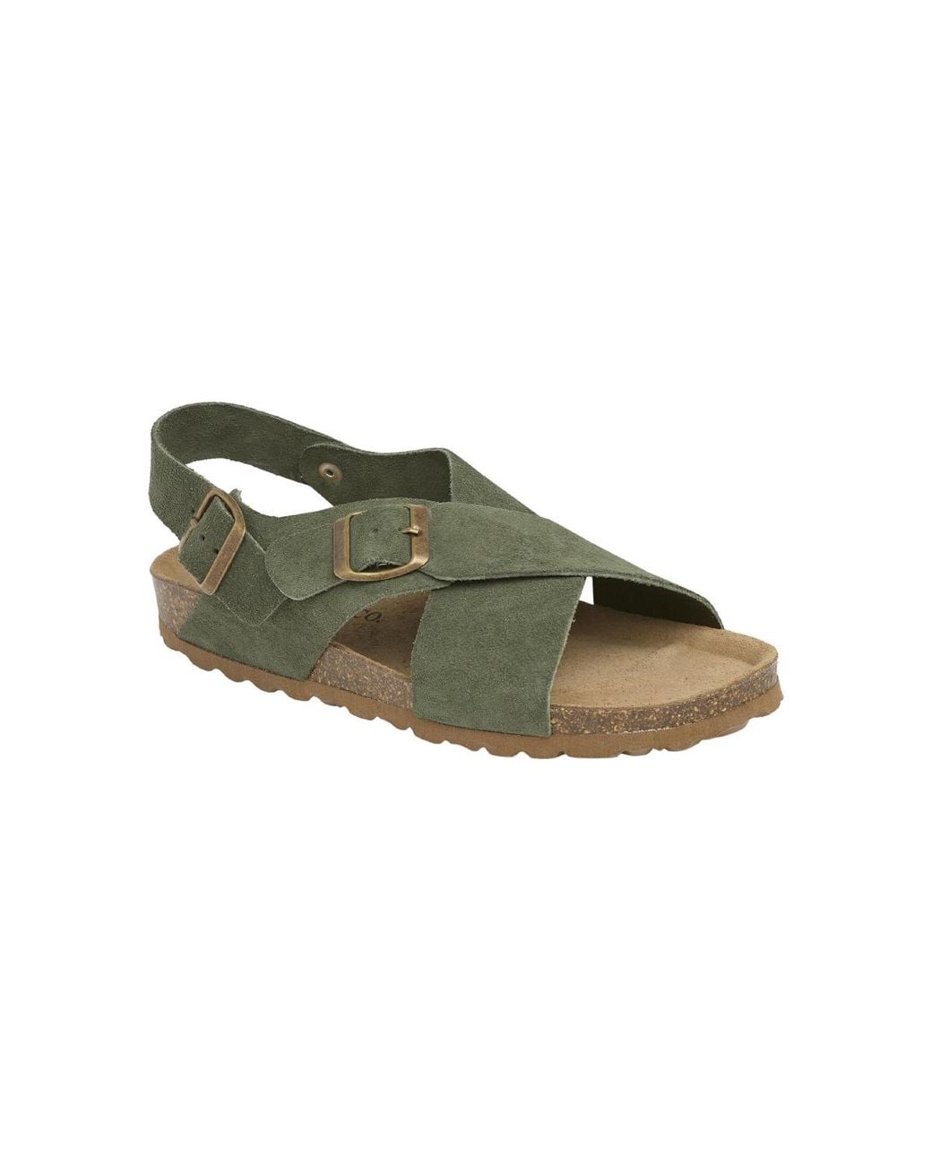 Celtic & Co. Green Crossover Buckle Flatform Round-toe Sandals