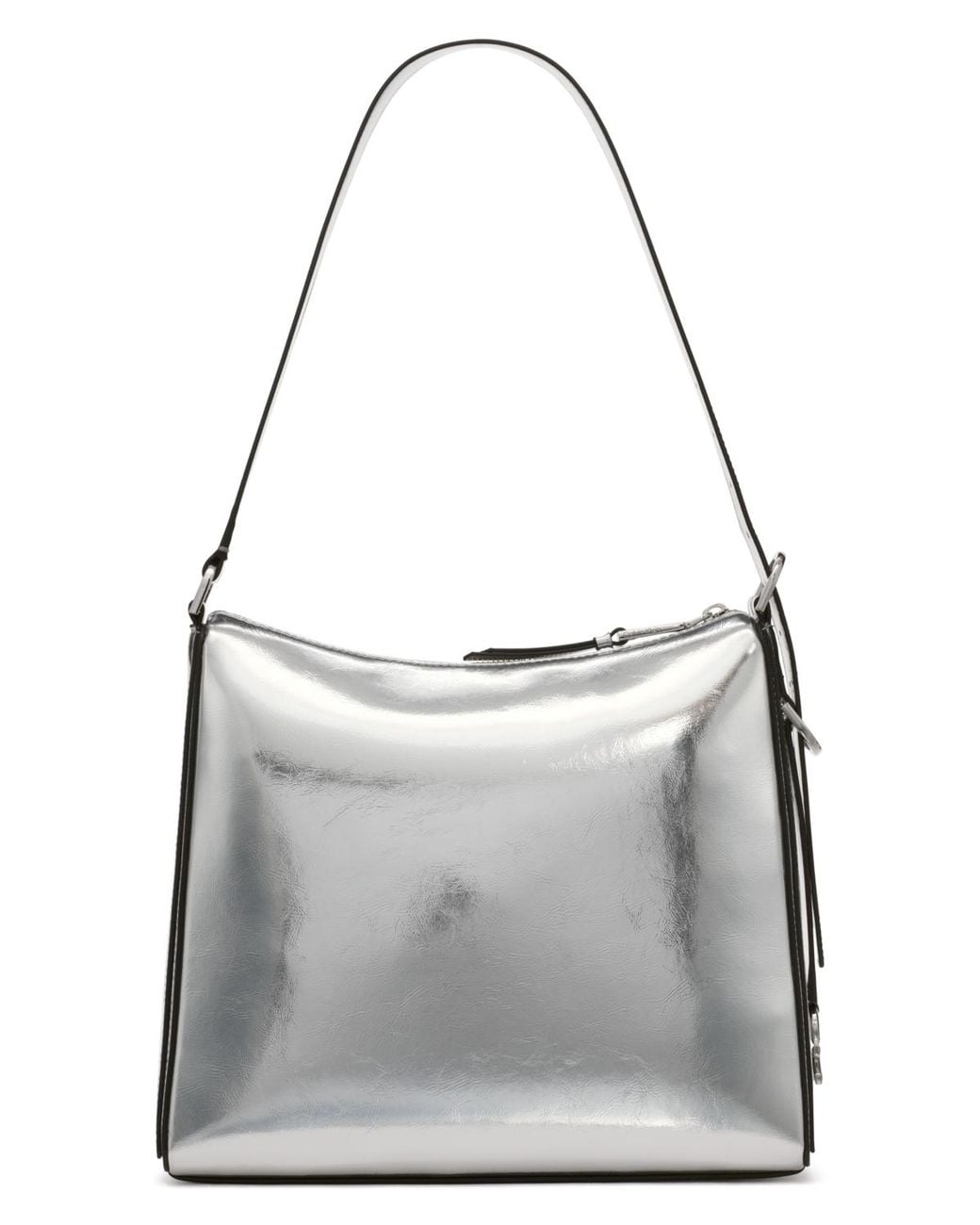 Calvin Klein Gray Mandy Metallic Top Zipper Shoulder Bag